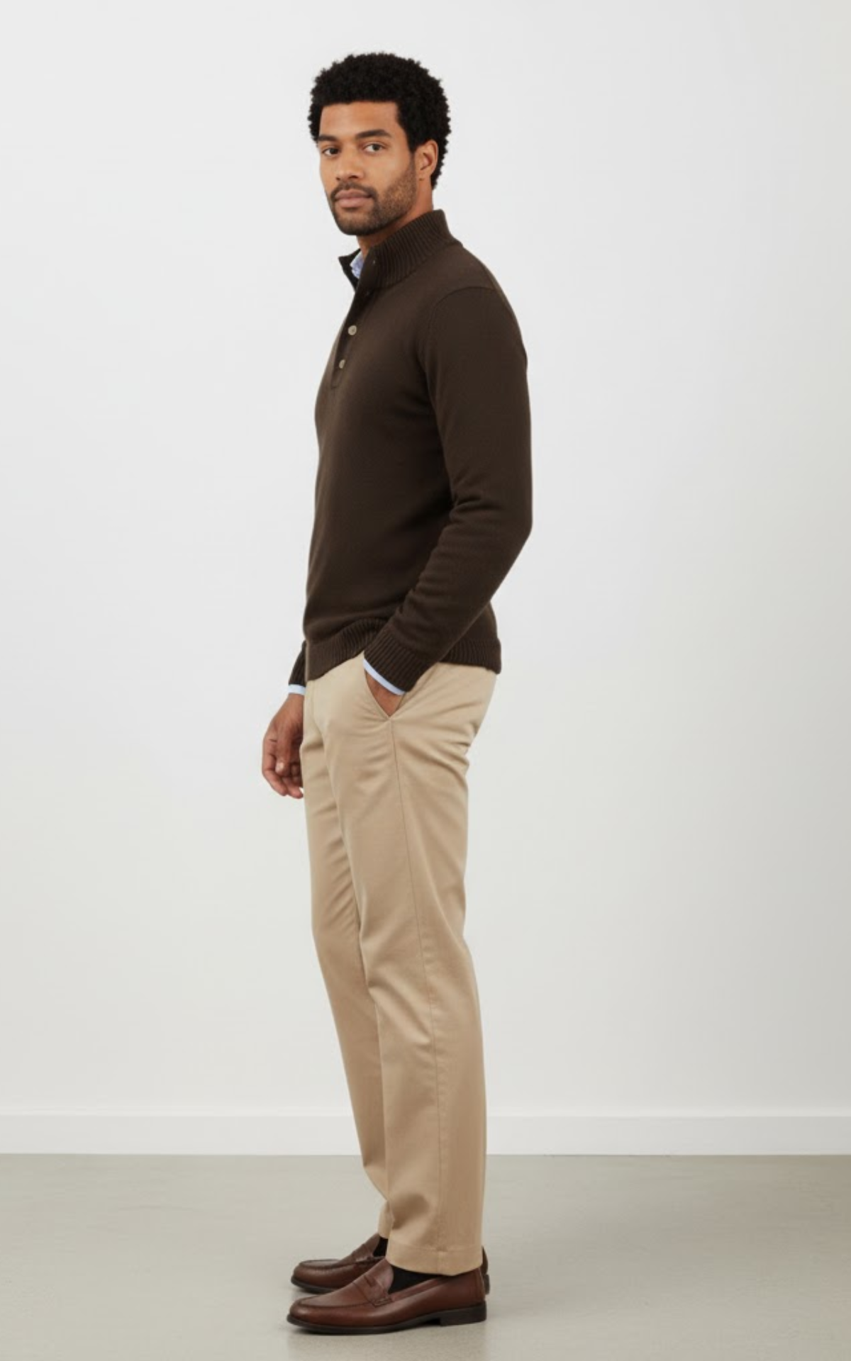 Men’s Half Button Knit Sweater – Classic Cotton Blend