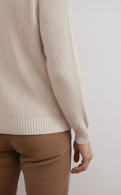 Men’s Ribbed Knit Crew Neck Sweater – Premium Cotton Blend