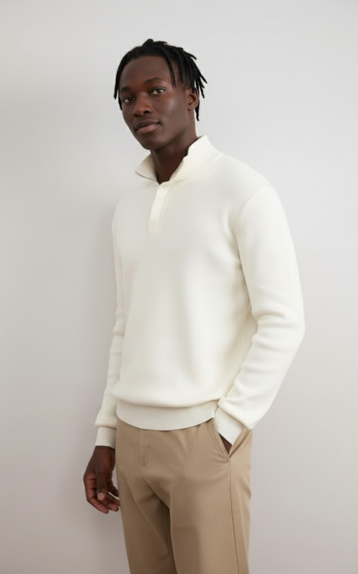 Men’s Half-Zip Knit Sweater – Classic Ribbed Collar Pullover