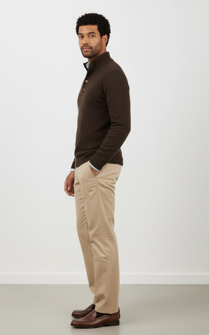 Men’s Half Button Knit Sweater – Classic Cotton Blend