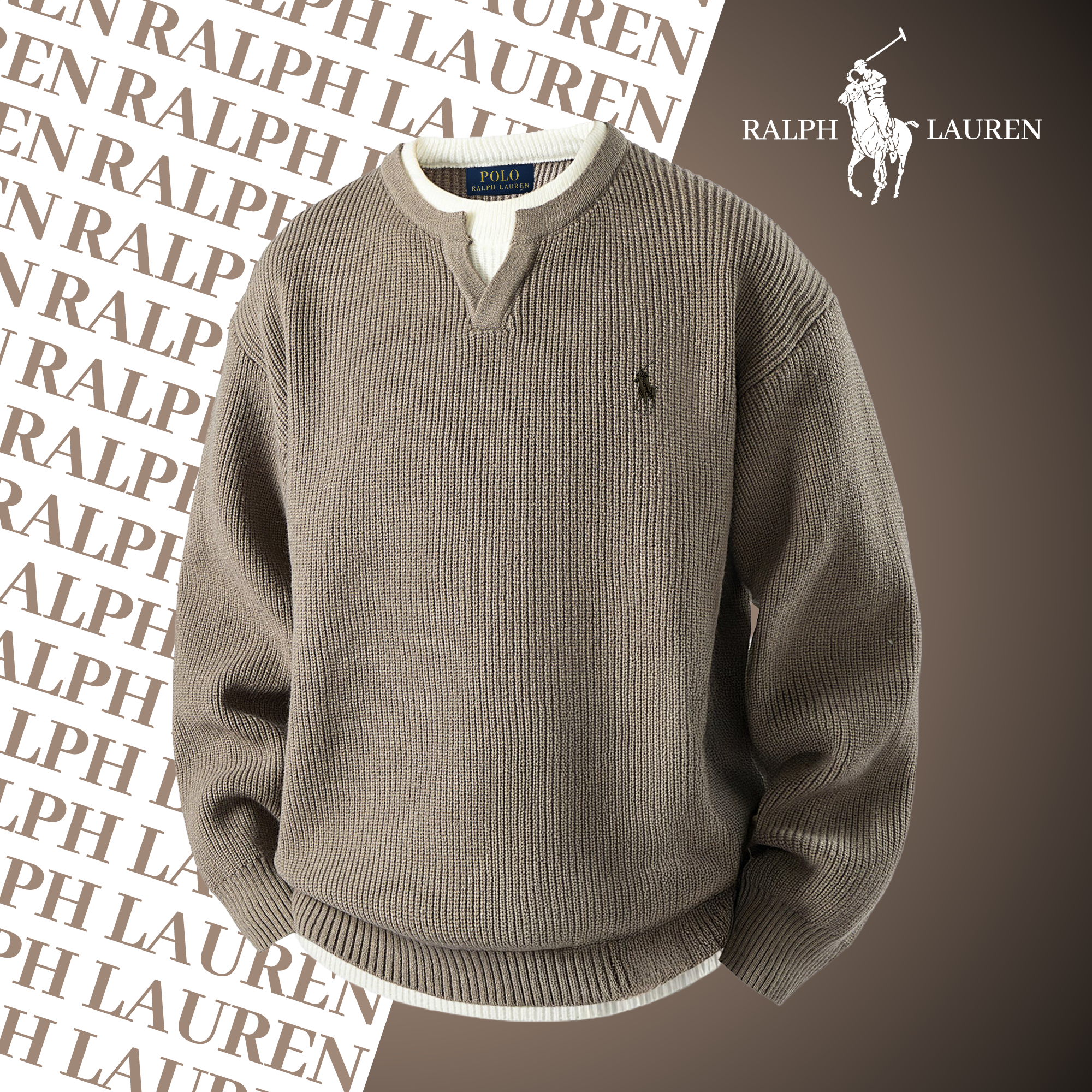 Pull Héritage à Col Fendu RL – Maille Signature